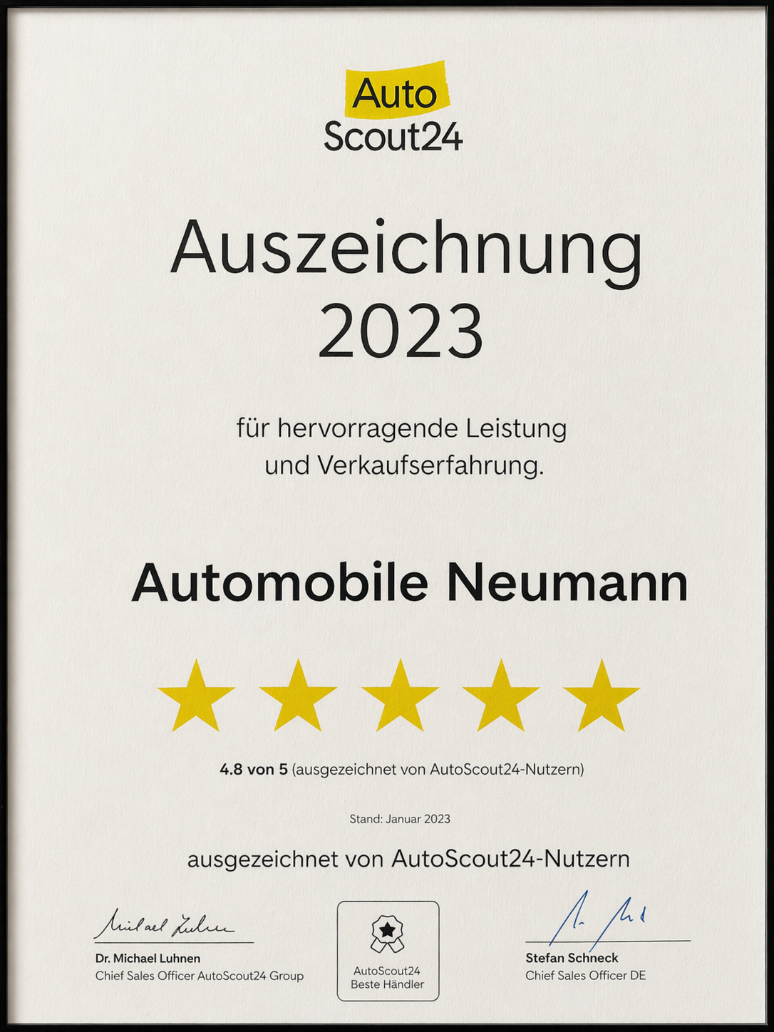 Zertifikat 2023 – AutoScout24 2023