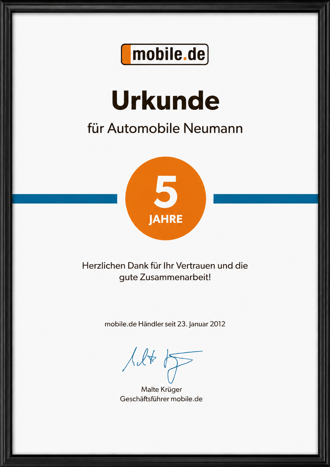 Zertifikat 5 Jahre – mobile.de 5